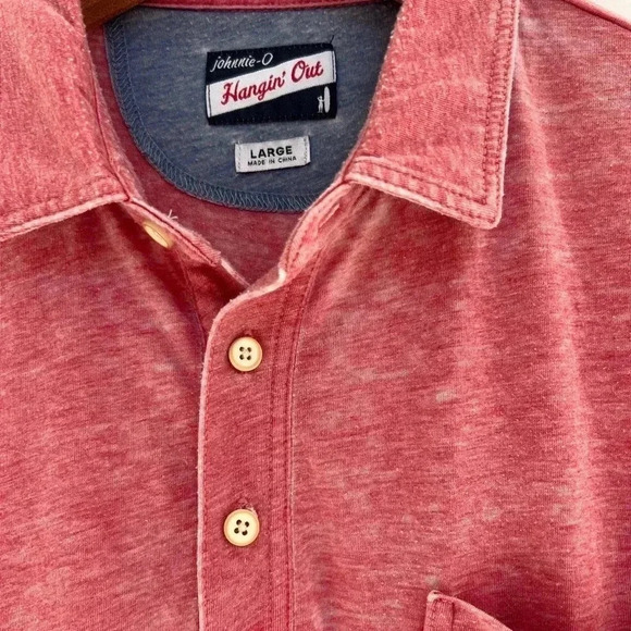 Johnnie-O HANGIN’ OUT Polo Shirt THE LOCAL Burn Out Wash Size Large - Picture 2 of 5
